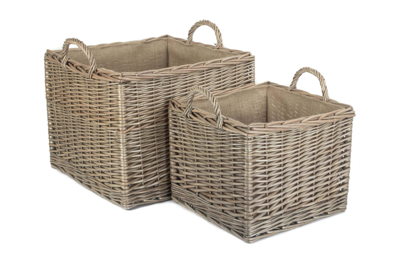 Square Lined Wicker Log / Storage Basket