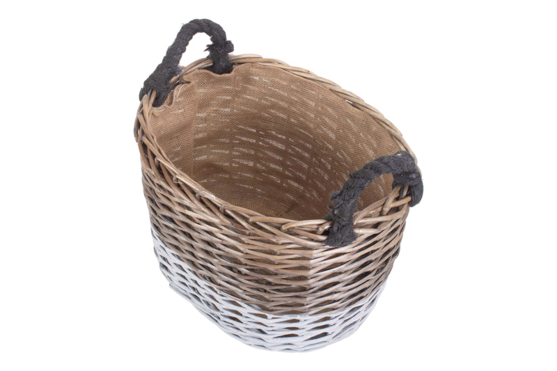 Large Oval Triple Tone Chunky Storage Basket With Lining