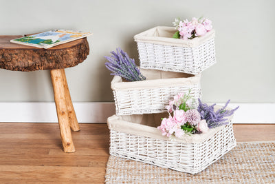 White Wicker Storage Basket