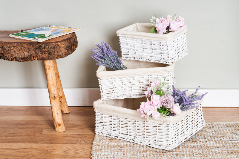 White Wicker Storage Basket