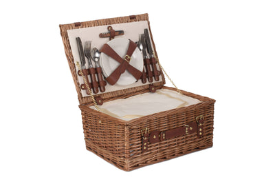 Classic Fitted Wicker Picnic Hamper Medium Open