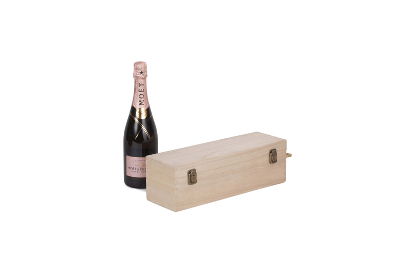 Single Bottle Hinged Lid Wooden Box Wine Gift Set