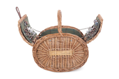 Oval 4 Person Green Tweed Hamper Side Open