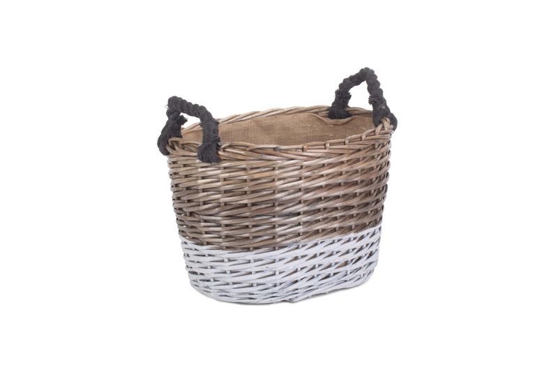 Large Oval Triple Tone Chunky Storage Basket With Lining