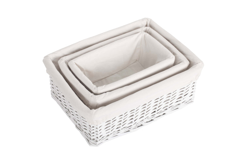 White Wash Wicker Bathroom Laundry Set 5