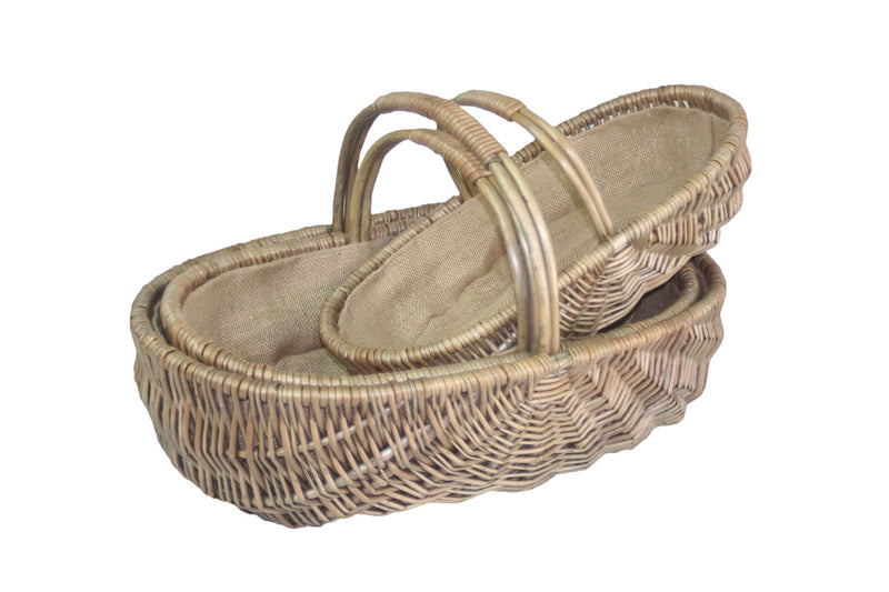 Shallow Antique Wash Lined Trug Trio