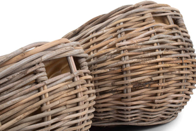 Boat Shaped Rattan Log Basket