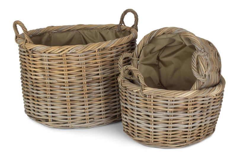 Oval Rattan Log Basket with Cordura Lining