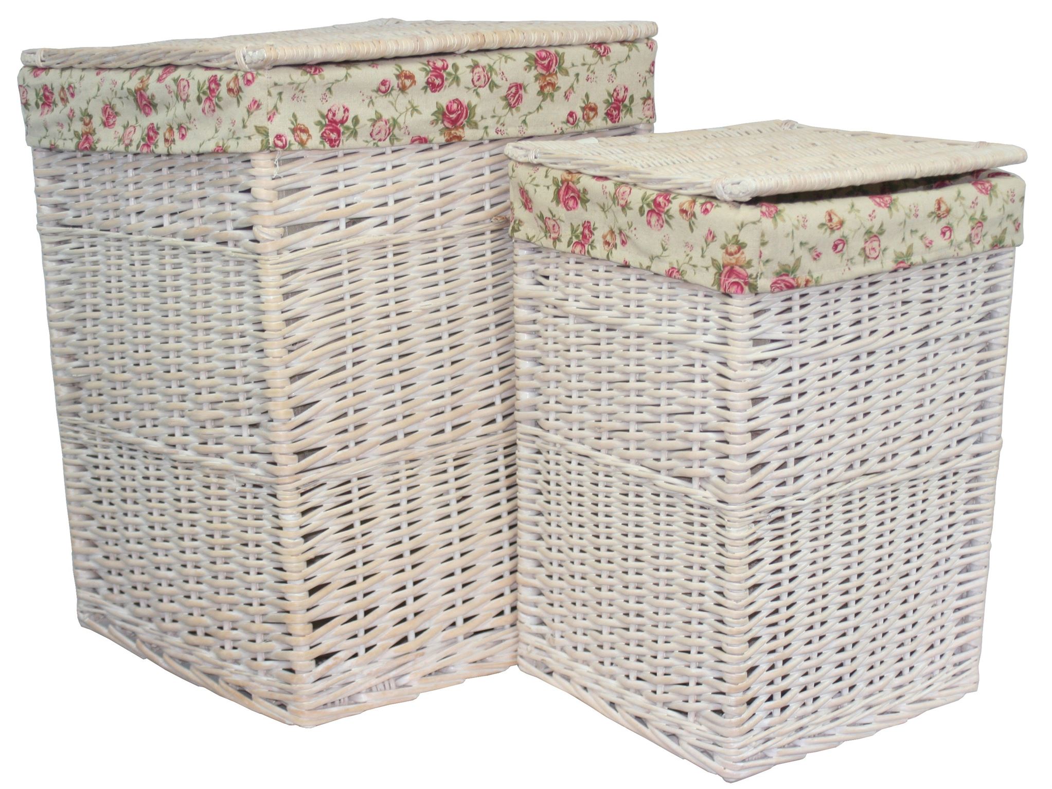 Square White Wash Laundry Hamper