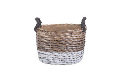 Large Oval Triple Tone Chunky Storage Basket With Lining