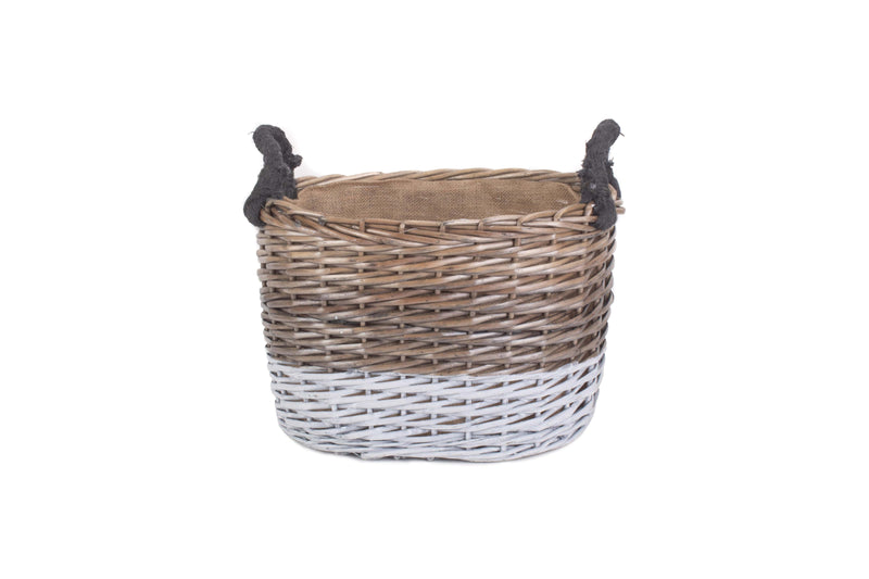 Large Oval Triple Tone Chunky Storage Basket With Lining