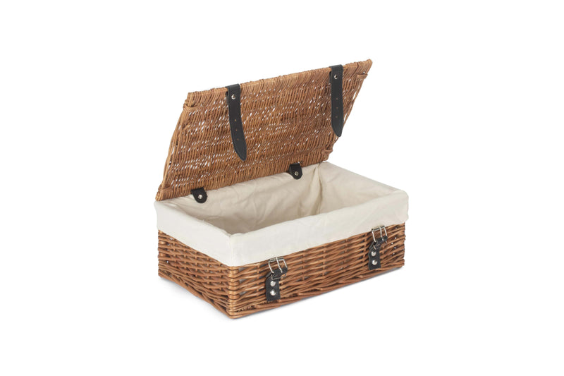 14 Inch Double-Steamed Empty Wicker Hamper Basket White Open