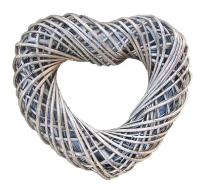 Large Grey Wicker Heart