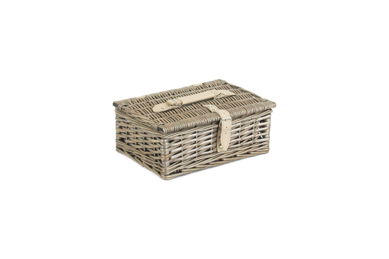 Wicker Storage Basket with faux leather buckles