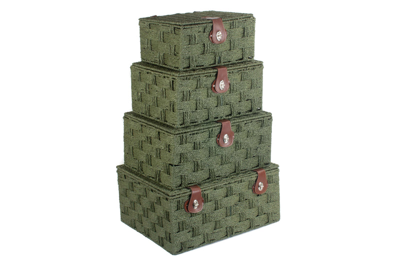 Paper Rope Hamper Green Stacked