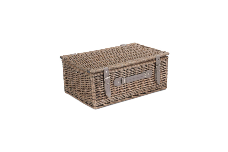 Grey Tweed Fitted Picnic Hamper Medium Closed