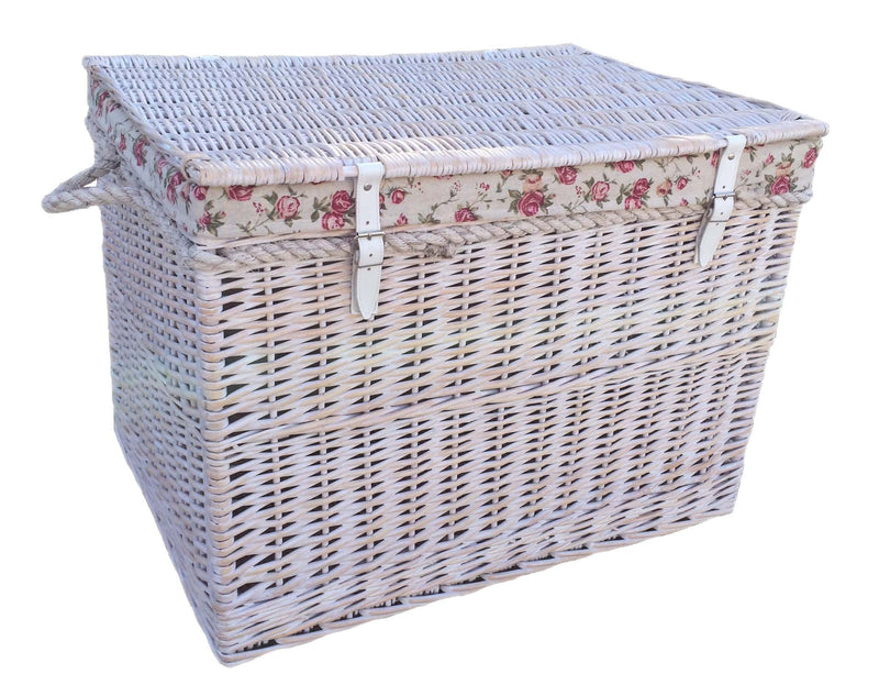 29" White Wash Storage Hamper White Wash Garden Rose Liner