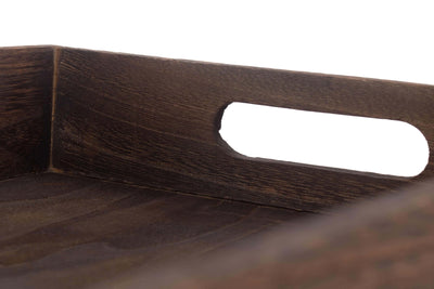 Dark Wooden Tray Handle Detail