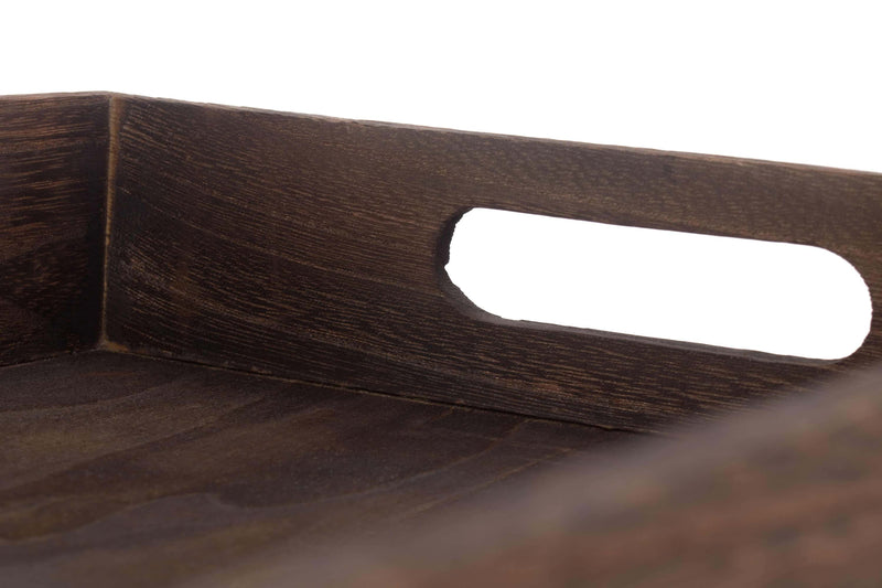 Dark Wooden Tray Handle Detail