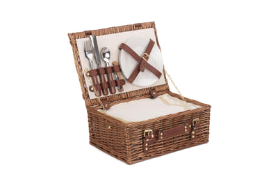 Classic Fitted Wicker Picnic Hamper Small Open