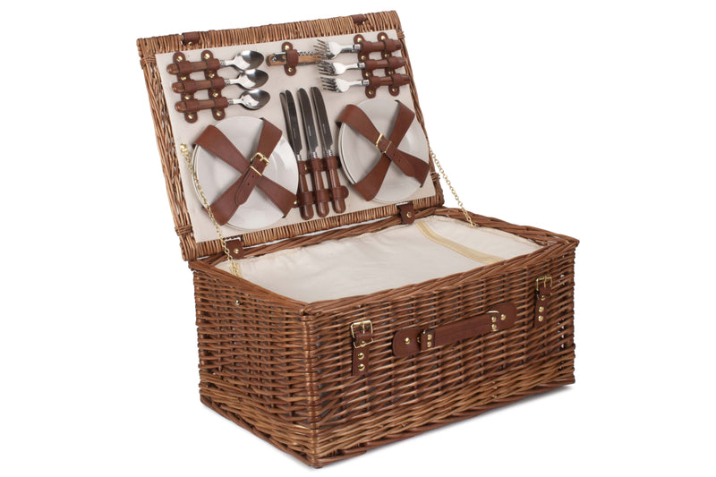 Classic Fitted Wicker Picnic Hamper Large Full