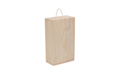 Two Bottle Sliding Lid Wooden Box Reverse