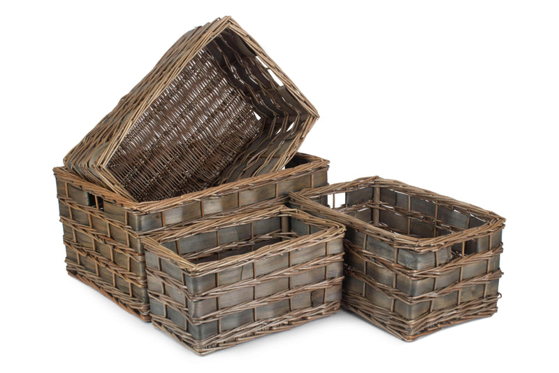 Grey Scandi Storage Basket Set of 4 Unlined