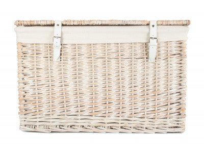 24" White Wash Chest Hamper with White Lining