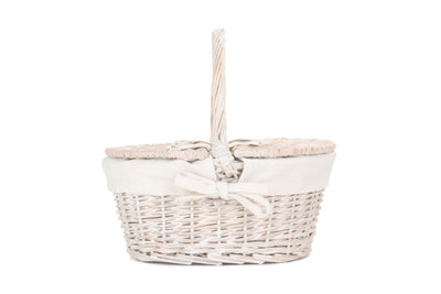 Child's White Wash Lidded Hamper White