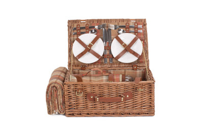 Autumn Red Tartan Picnic Hamper Front Contents