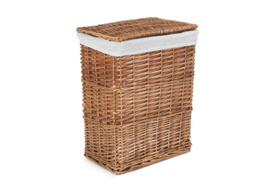 Double Steamed Wicker Laundry Hamper Basket Set 2