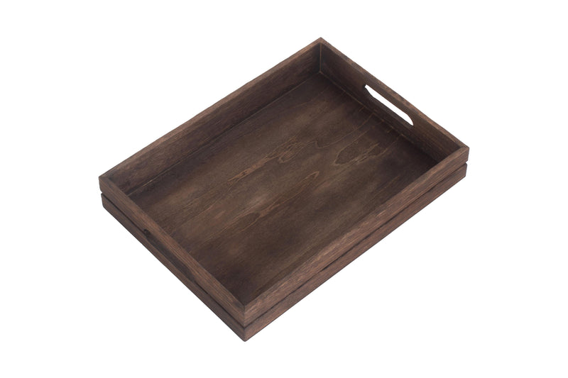 Dark Wooden Tray Top Down View