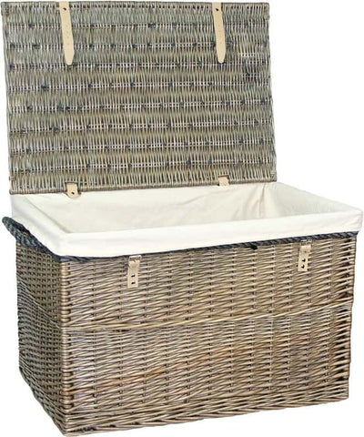 29" White Wash Storage Hamper Antique Wash White Liner