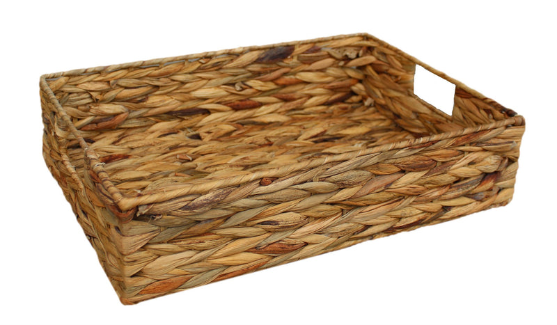 Water Hyacinth Shallow Rectangular Storage Basket Medium