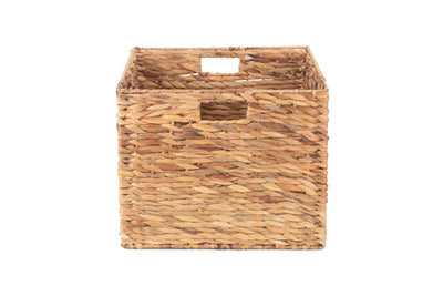 Water Hyacinth Square Storage Basket Front Handle Detail