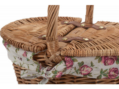 Childs Light Steamed Finish Oval Picnic Basket with Lining