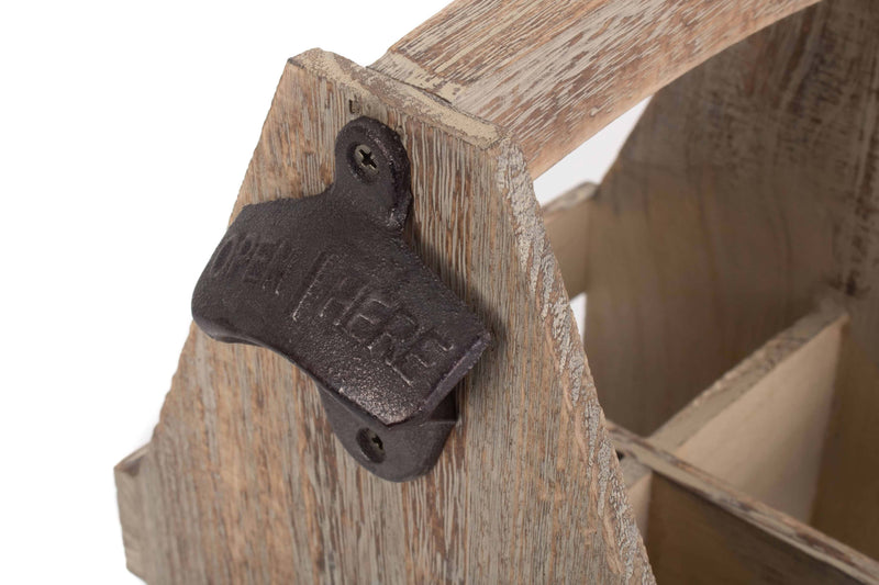 Oak Effect Bottle Carrier With Opener Top Opener Detail