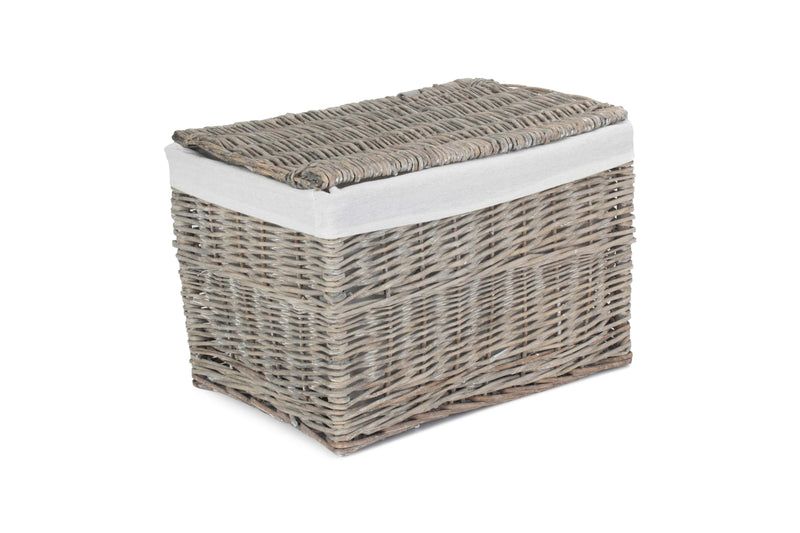 Grey Wash Storage Hamper Medium Front View