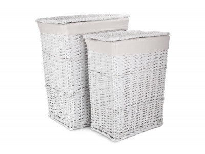 White wicker Laundry hamper basket
