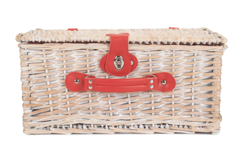 Gingham 2 Person Fitted Hamper Red Front Closed