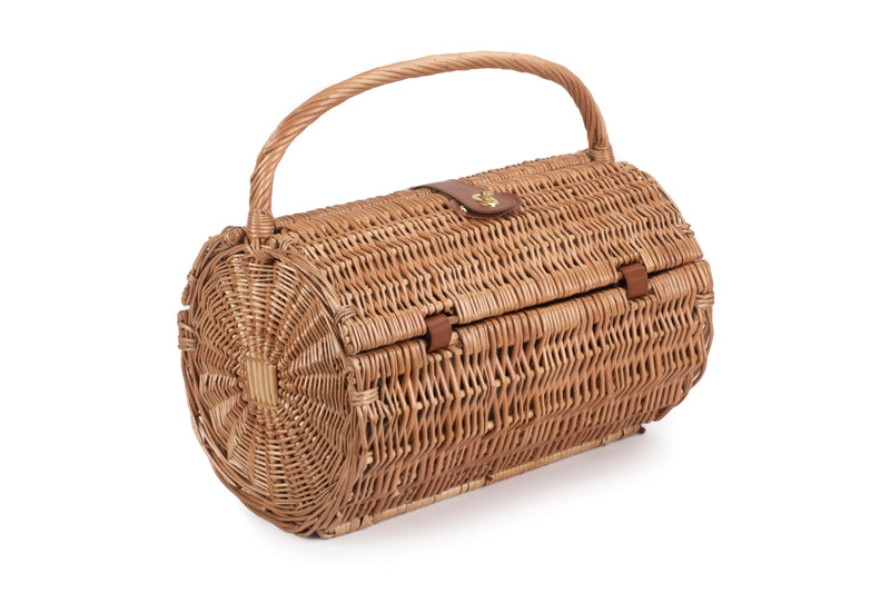 2 Person Green Tweed Barrel Hamper Closed