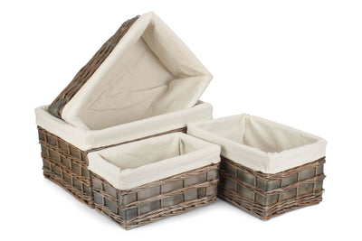 Grey Scandi Storage Basket Set of 4 Lined
