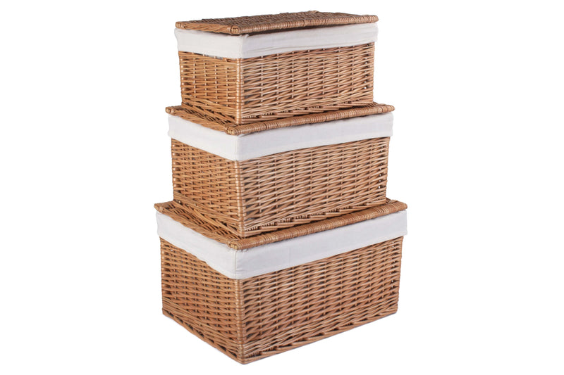 Light Steamed Lined Storage Hamper Set 3 Example View