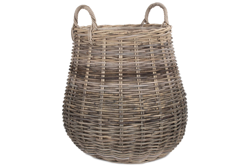 Pot-Bellied Cordura Lined Rattan Log Basket