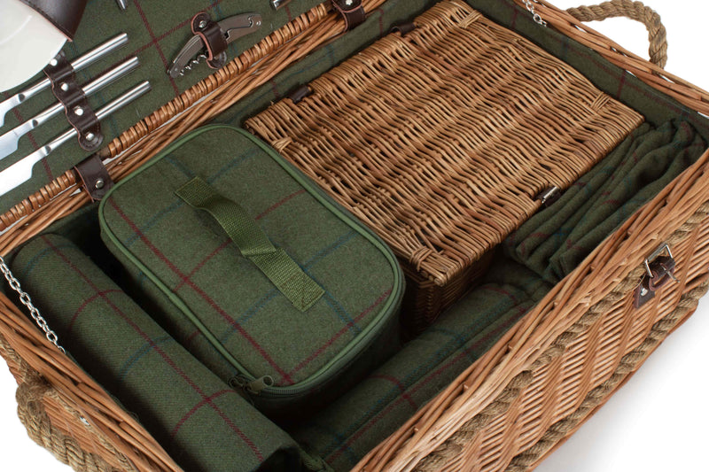 Rope Handled 6 Person Hamper Tweed Packed Detail