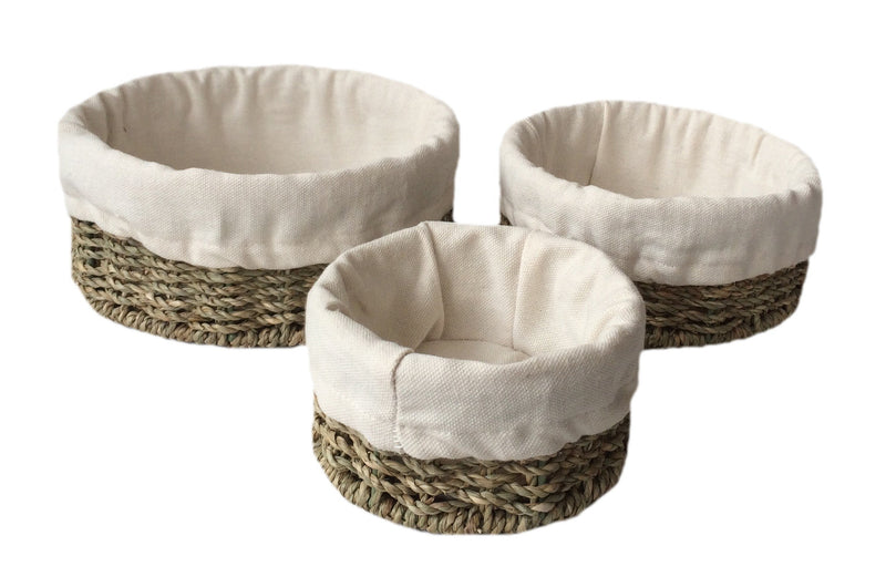 Round Seagrass Small Tray Set