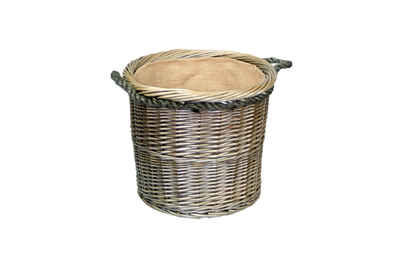 Antique Wash Round Rope Handled Basket Set Of 3 Medium Single Shot