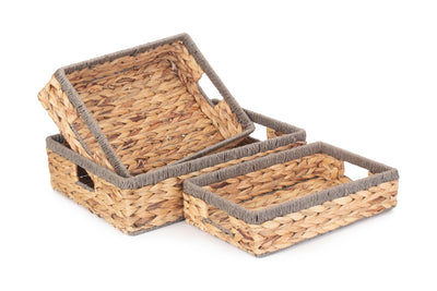 Shallow Rectangular Water Hyacinth Storage Basket Set of 3 Example