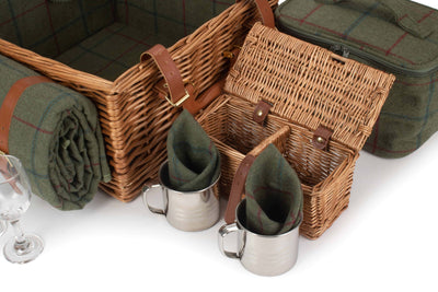 Deluxe Fitted Wicker Hamper Small Tweed Detail