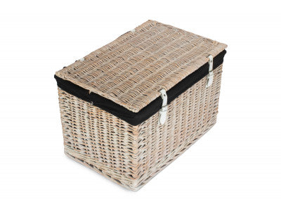 24" White Wash Chest Hamper with Black Lining